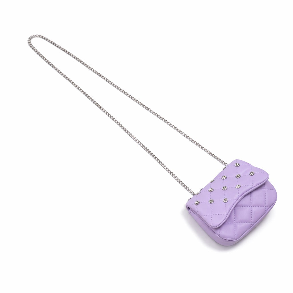 Tiny Crystal Stud Handbag - Lavender