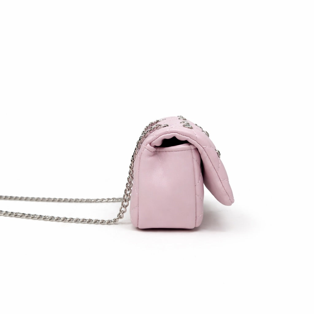 Tiny Crystal Stud Handbag - Pink
