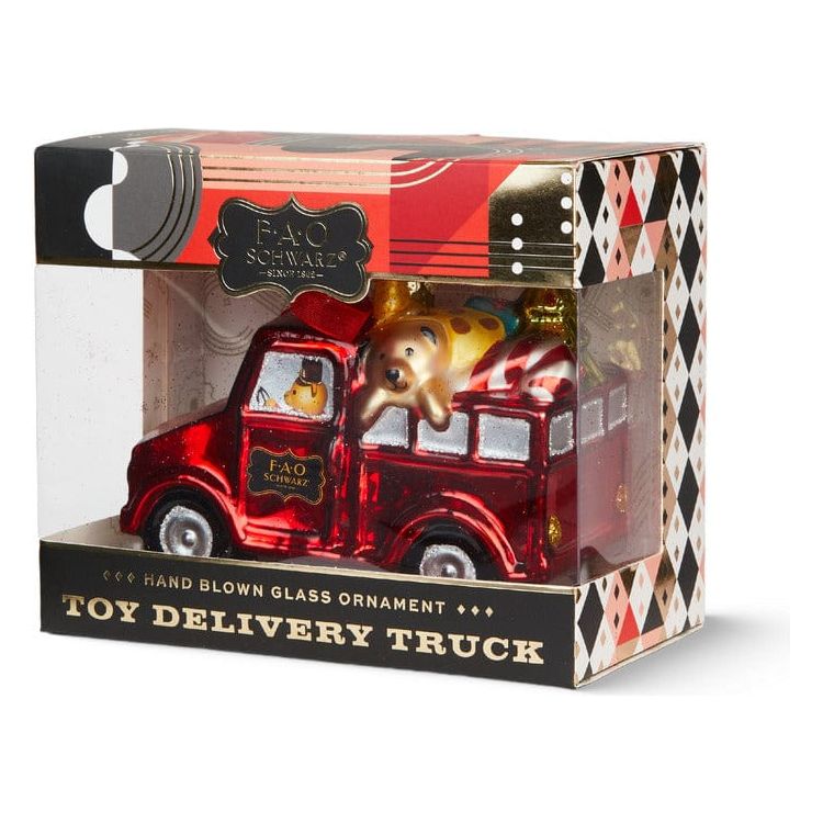 Toy Delivery Truck Glass Ornament