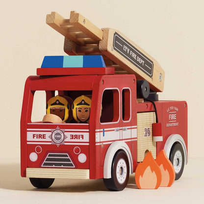 Wood Fire Engine with Firefighters
