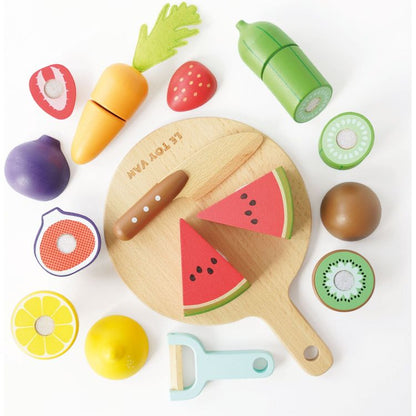 Wooden Chopping Board & Sliceable Play Food