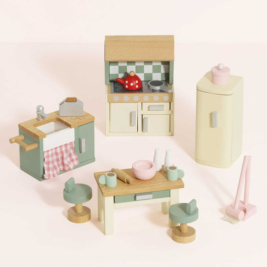 Wooden Dollhouse 20 Piece Kitchen Furniture Set