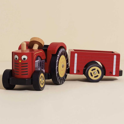 Wooden Farmyard Tractor & Trailer Toy