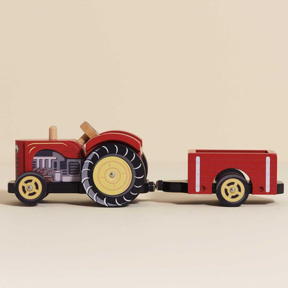 Wooden Farmyard Tractor & Trailer Toy