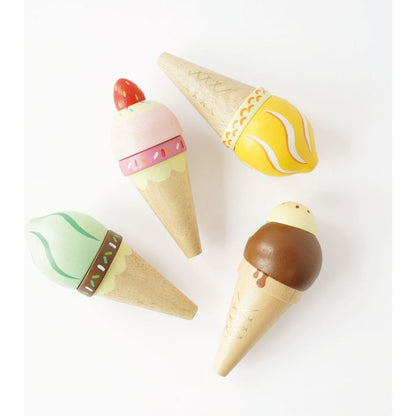 Wooden Ice Cream Cones Set